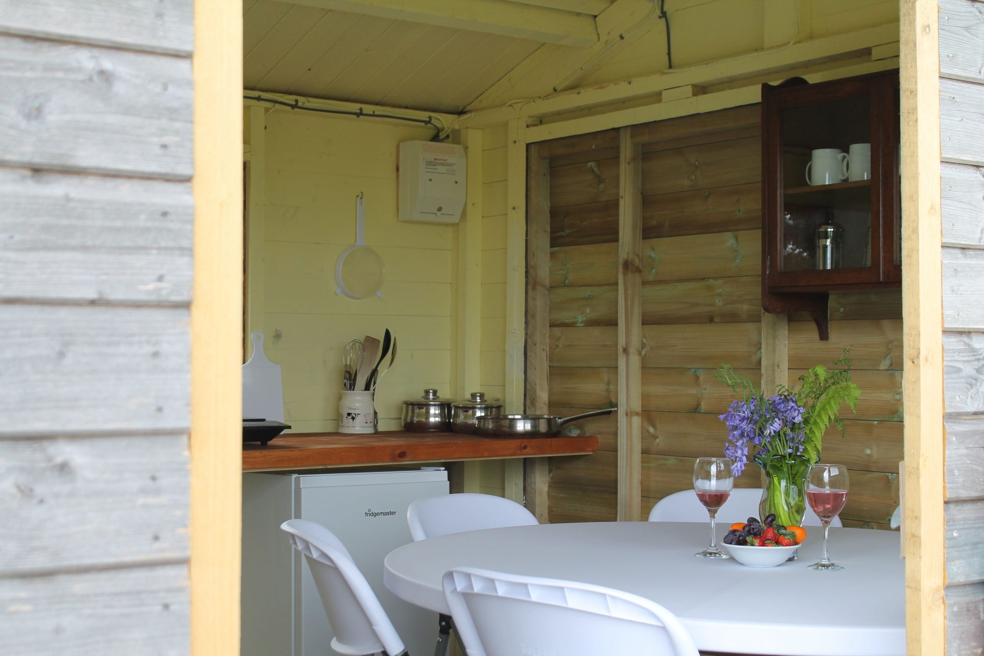 Private kitchen and dining cabin at Budhyn yurt