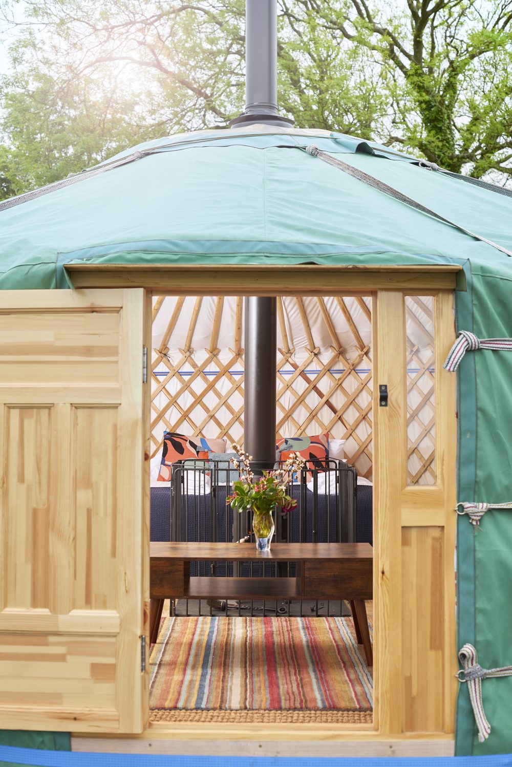 Inside one of the Mongolian yurts at Woodlands Manor Farm