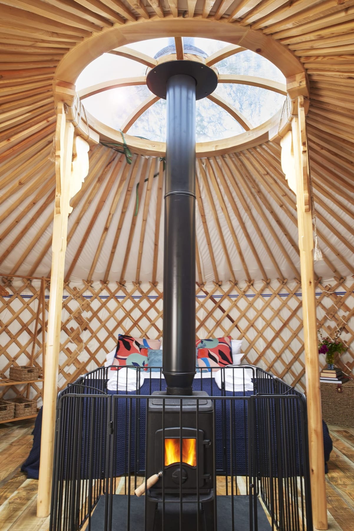 Hand-crafted crown skylight of the Fenton Mongolian yurt